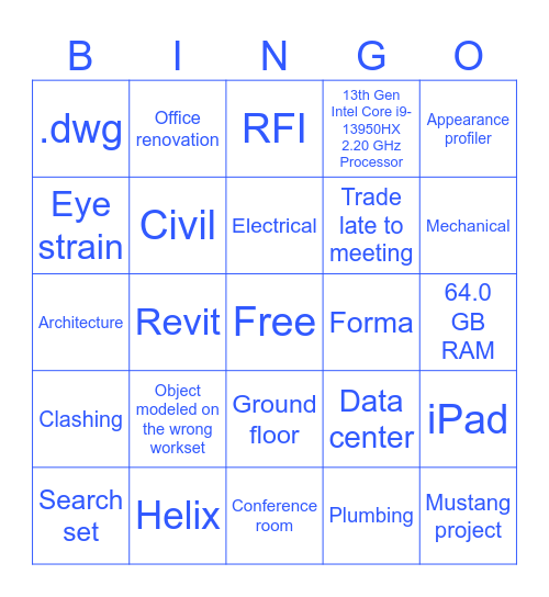 VDC Bingo Card