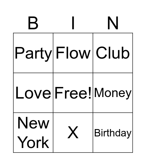 Club 50 Bingo Card