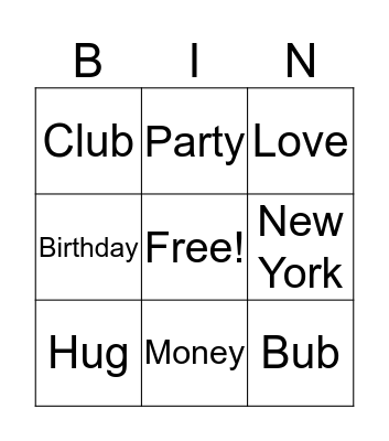 Club 50 Bingo Card