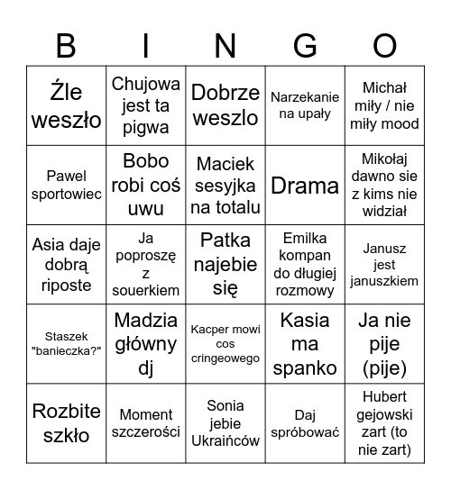 Urodziny Patki Bingo Card