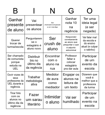 Bingo Estágio Bingo Card
