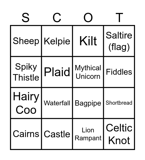 SCOTLAND! Bingo Card