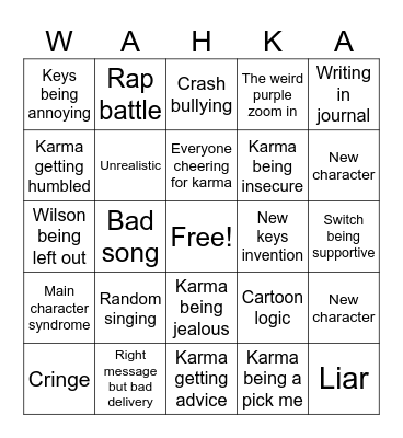 Karma’s World Bingo Card