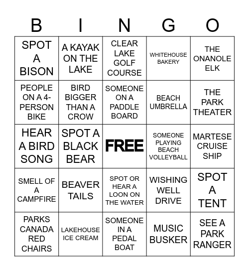 CLEAR LAKE BINGO Card