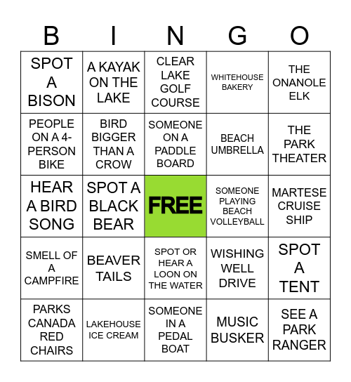 CLEAR LAKE BINGO Card