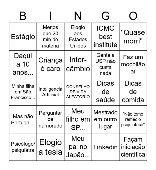 Aula elisa Bingo Card