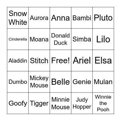Disney BINGO Card