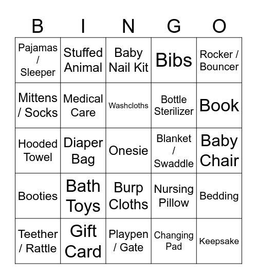 BABY OSBORN BINGO Card