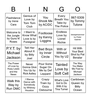 MUSIC! MUSIC! MUSIC! Bingo Card