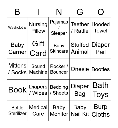 BABY OSBORN BINGO Card