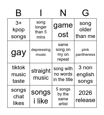 on repeat bingo Card