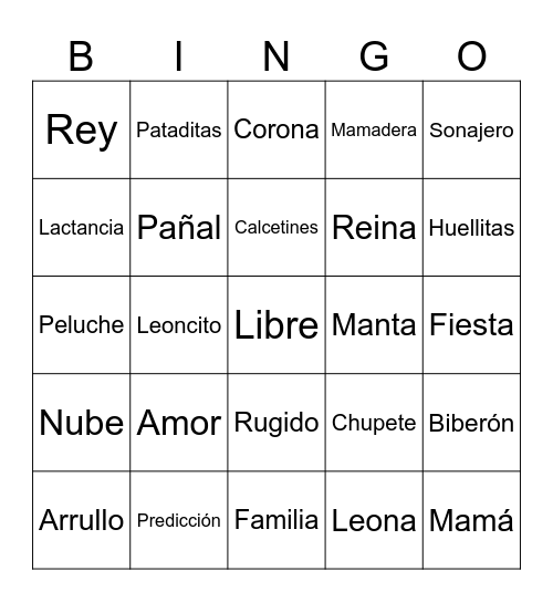 Baby Cea Celis Bingo Card