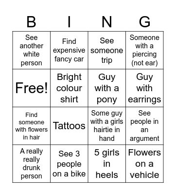 Our night Bingo Card