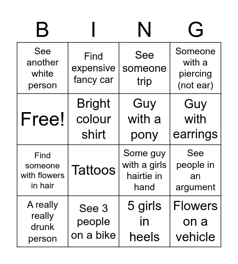 Our night Bingo Card