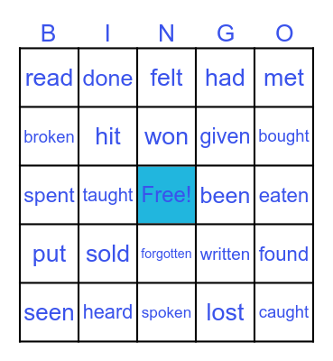 Past participle verbs Bingo Card