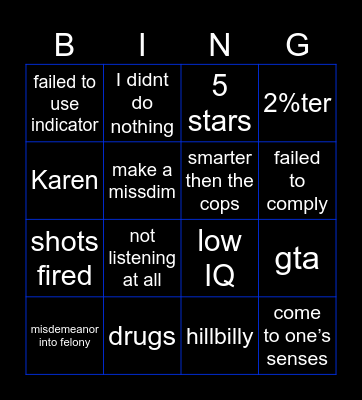 Police Bingo Card