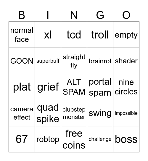 recent tab bingo Card