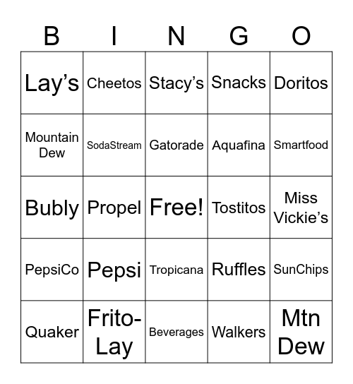 PepsiCo Bingo Card