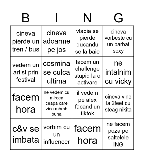 SummerWell Bingo Card
