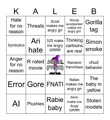 Kaleb Bingo Card