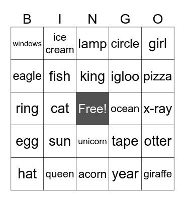 Alphabet bingo Card