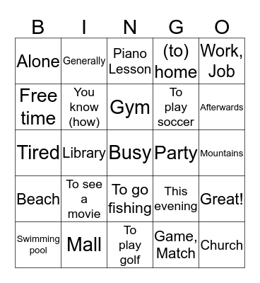 S1- Unidad 2 Bingo Card