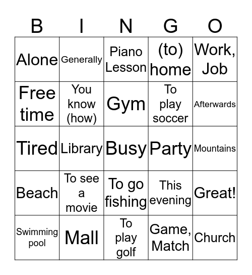 S1- Unidad 2 Bingo Card