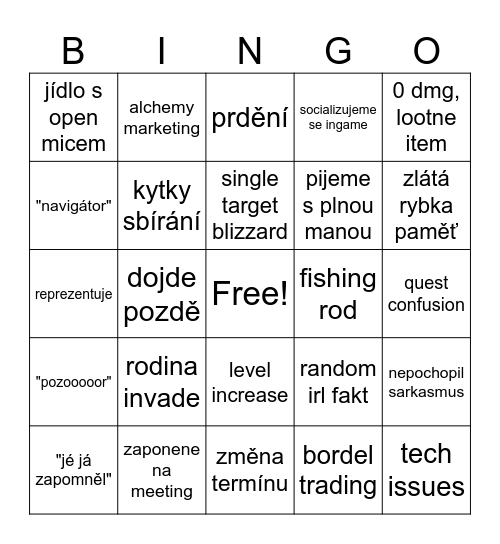 Bláto incidentry Bingo Card
