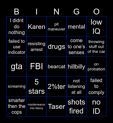 POLICE Bingo Card