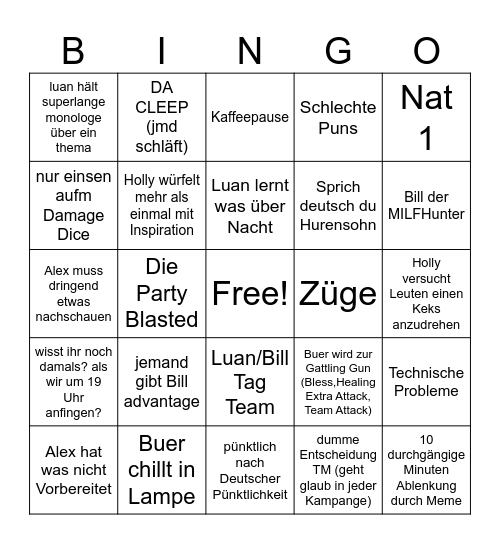 Session 67 Bingo Card