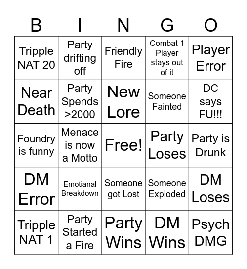 PnP - EverShelter Bingo Card