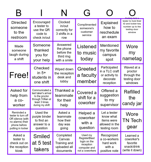 TLC BINGO Card