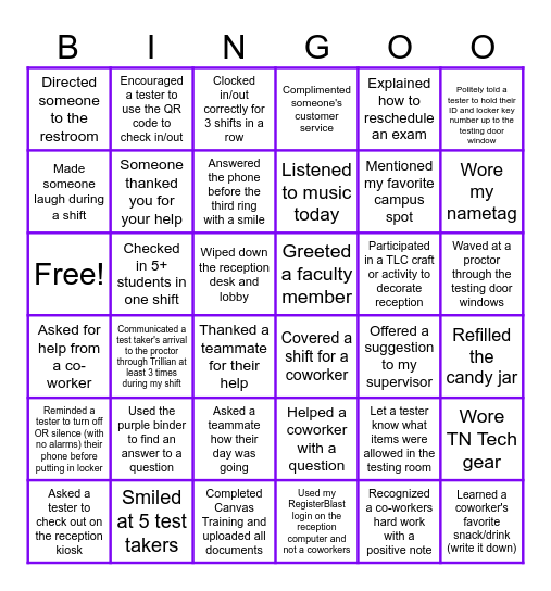 TLC BINGO Card