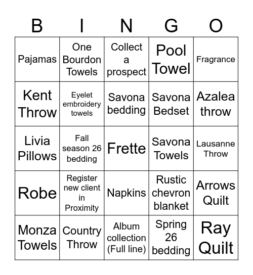 August Bingo Card