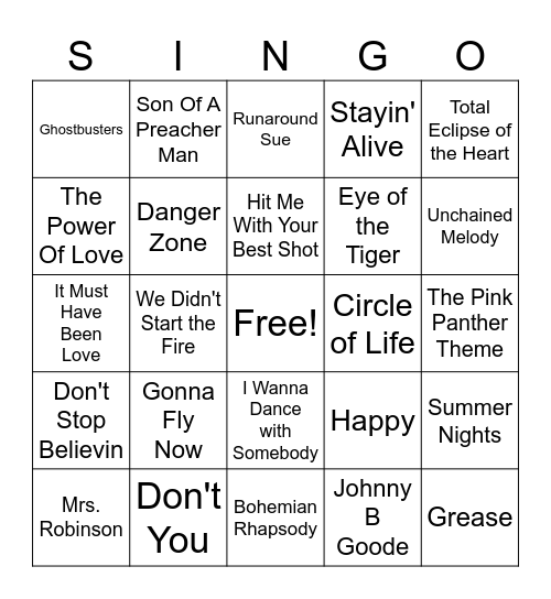 - Classic Movie Themes - Bingo Card