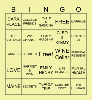 HAPPY PLACE Bingo Card