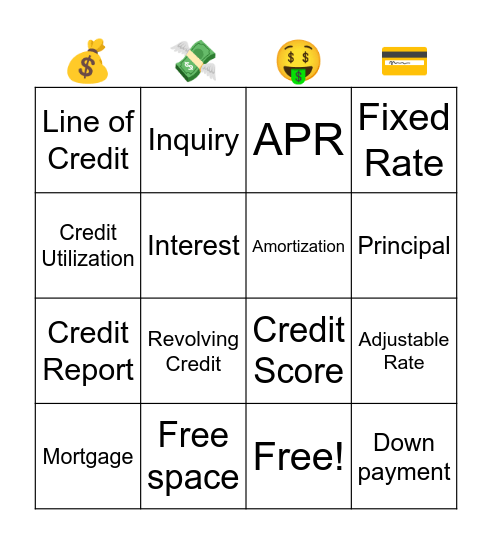 Credit Bingo Card