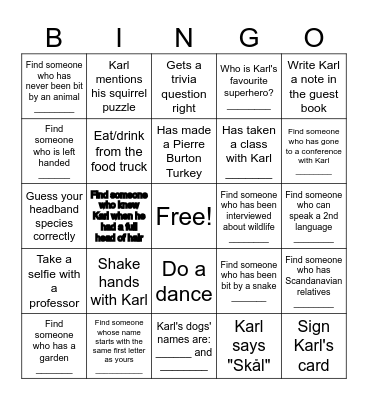 Karl Bingo Card