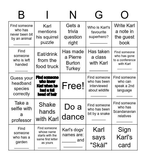 Karl Bingo Card