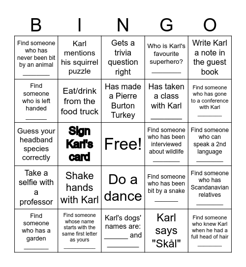Karl Bingo Card