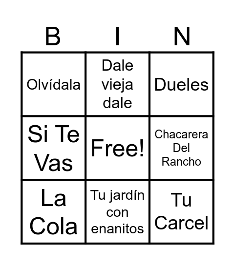 Bingo Musical Efata Bingo Card