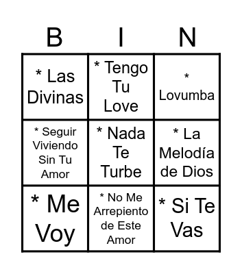 Bingo Musical Efata Bingo Card