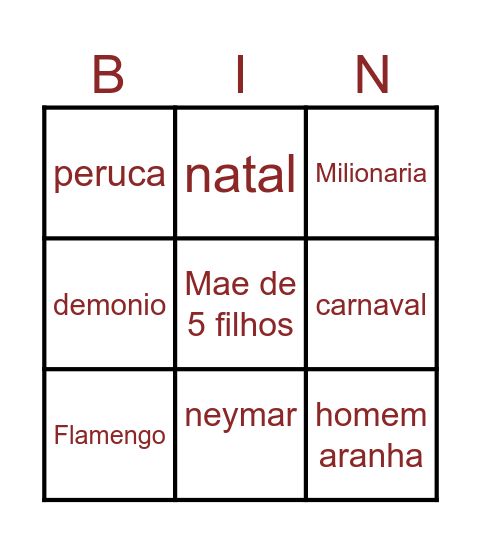 malu Bingo Card