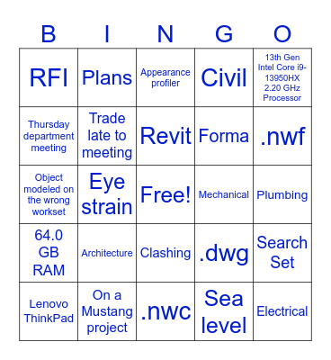 VDC Bingo Card