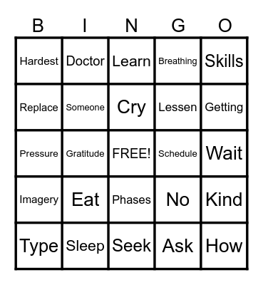 STRESS RELIEF Bingo Card