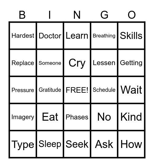 STRESS RELIEF Bingo Card