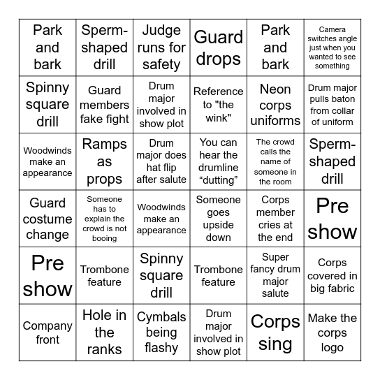 DCI Bingo Card