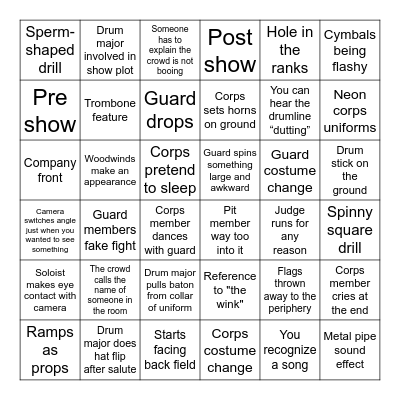 DCI Bingo Card