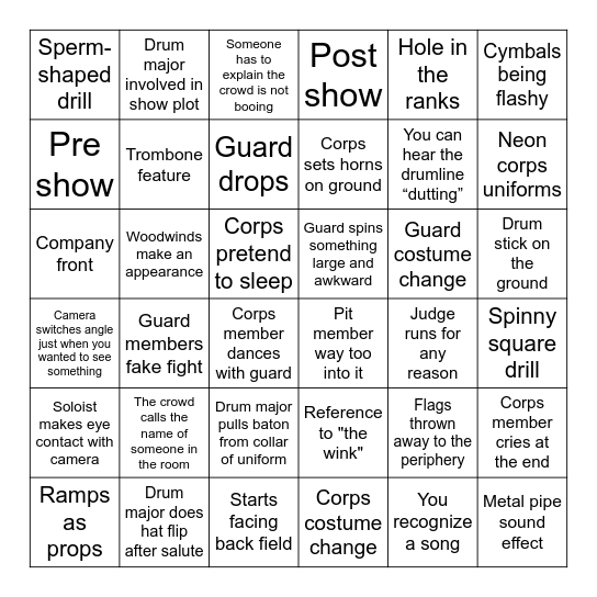 DCI Bingo Card
