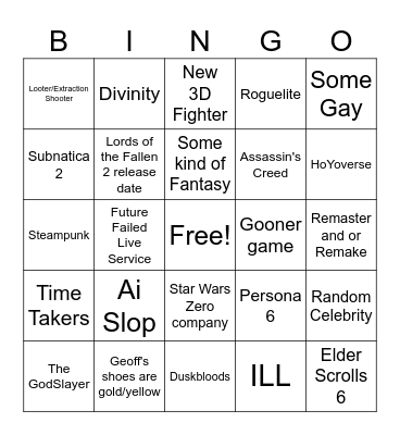 GamesCom 26 Bingo Card